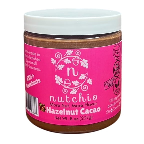 Nutchio Hazelnut Cacao Spread, 70%+ Hazelnuts, Clean-Ingredients, 8 oz