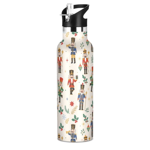 Nutcracker 20oz Vacuum Insulated Stainless Steel Water Bottle BPA-Free Leak Proof Straw Lid