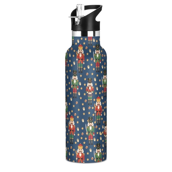Nutcracker 20oz Vacuum Insulated Stainless Steel Water Bottle BPA-Free Leak Proof Straw Lid