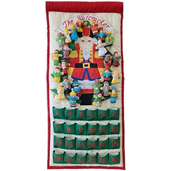 Nutcracker Advent Calendar by | Interactive Christmas Holiday Décor | Embroidered Seasonal Soft Fabric Cloth Wall Hanging Countdown Decor$$Home Decor, Kitchen, & Other