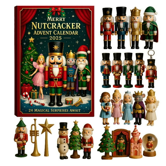 Nutcracker Advent Calendars 2025, 24 Days Merry Nutcracker Ornaments Christmas Countdown Calendar, Cartoon Nutcrackers Soldier Figures Set, 2025 New Nutcrackers Dancer Doll Christmas Tree Decorations