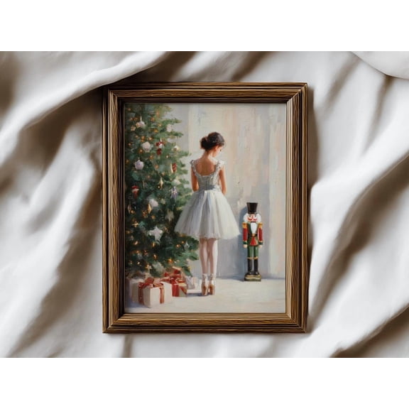 Nutcracker Ballerina Print, Vintage Christmas Art, Nutcracker Wall Art, Festive Holiday Decor, Instant, Winter Print #163, Unframed Poster Size 16x24