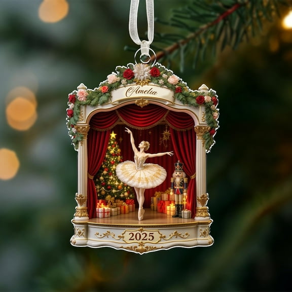 Nutcracker Ballet Christmas Ornament, Personalized Ballerina Stage Ornament, Nutcracker Ballet Dancer Clara Christmas Gift, Xmas Gift