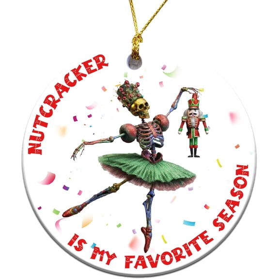 Nutcracker Ballet Christmas Ornament - Printed on 2 Sides, Round Ceramic 3