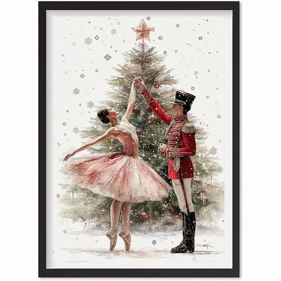 Nutcracker Ballet Christmas Poster , Ballerina Christmas Print Wall Art, Fest, Matte Canvas Stretched, Posters for Room Bedroom Living Room Bathroom Wall Decor, Posters & Art Prints, Gift.