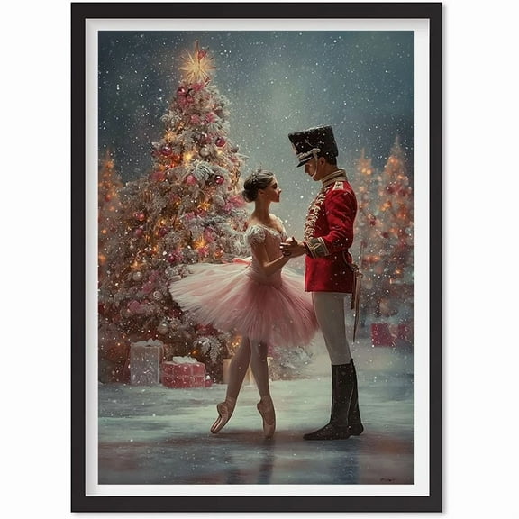Nutcracker Ballet Christmas Wall Art, Ballerina And Soldier Dance Print, Festive, Matte Canvas Stretched, Posters for Room Bedroom Living Room Bathroom Wall Decor, Posters & Art Prints, Gift.