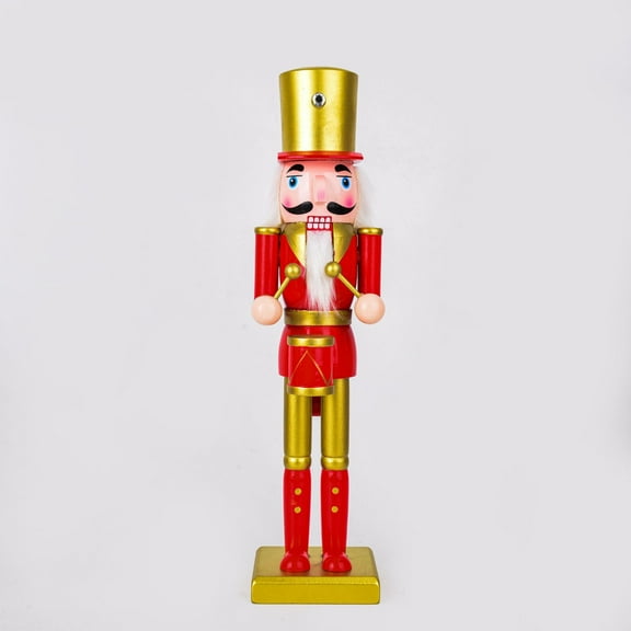 Nutcracker Ballet Figurine: 38cm Wooden Christmas Soldier Statue - Decorative New Year Nutcracker Puppet for Mantel Holiday Tabletop