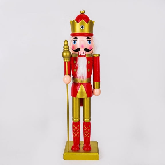 Nutcracker Ballet Figurine: 38cm Wooden Christmas Soldier Statue - Decorative New Year Nutcracker Puppet for Mantel Holiday Tabletop