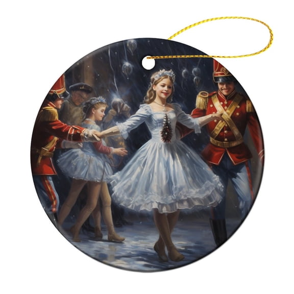 The Nutcracker Ballet Oil Painting Ornament Nutcracker Ballet Ballerina 3" Circle Ceramic Ornament Holiday Ornament for Home Christmas Tree Decor Housewarming Gift