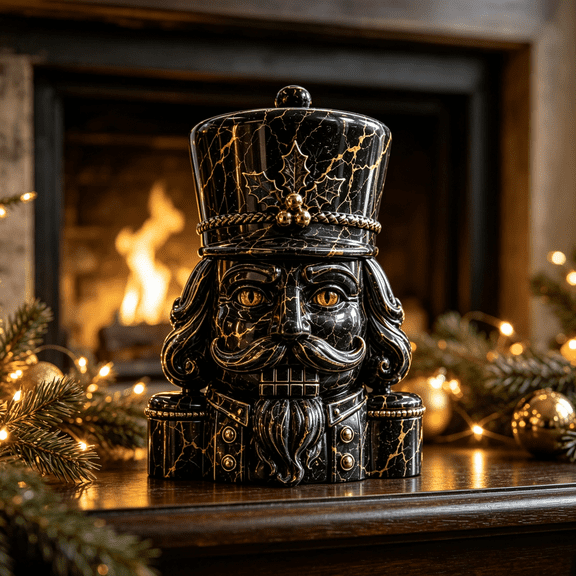 Nutcracker Black & Gold Heirloom Christmas Figurine, Premium Metallic Accent Collectible Christmas Decor for Holiday Collectors