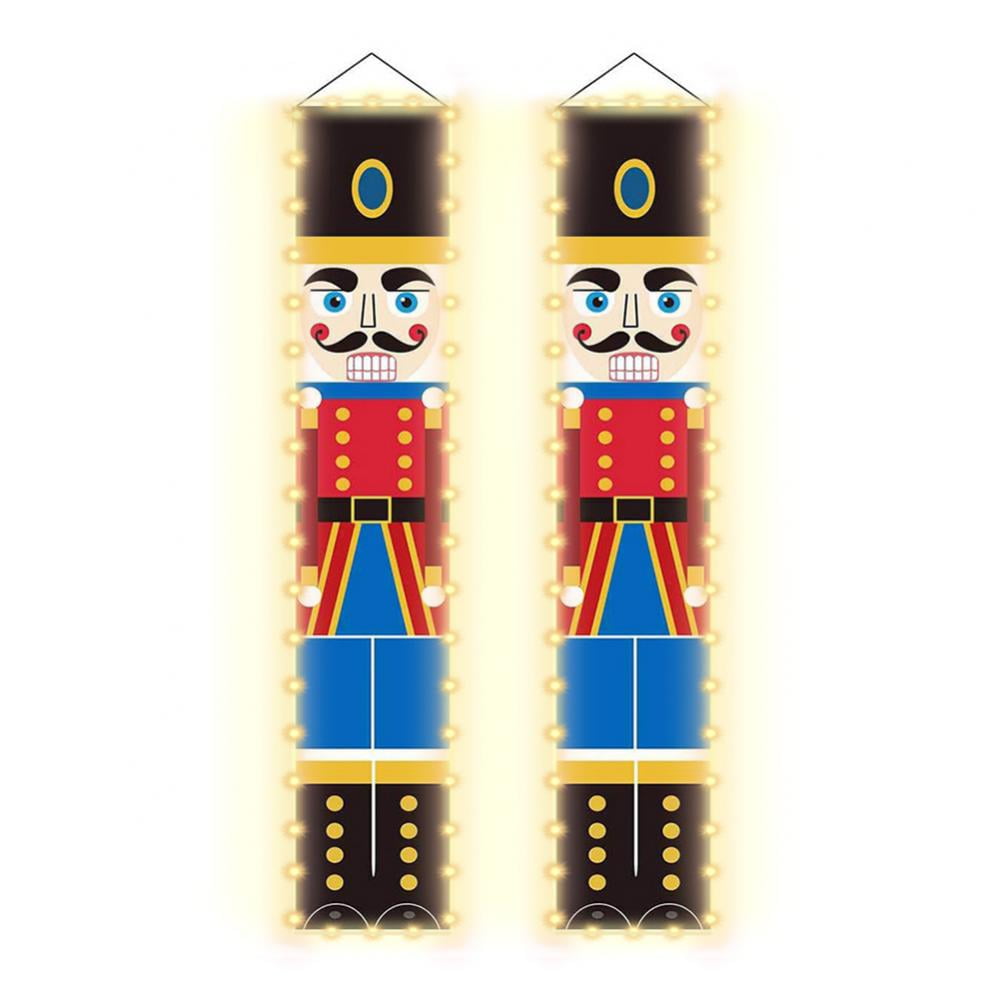 Nutcracker Christmas Banners With LED String Lights Nutcracker Soldier
