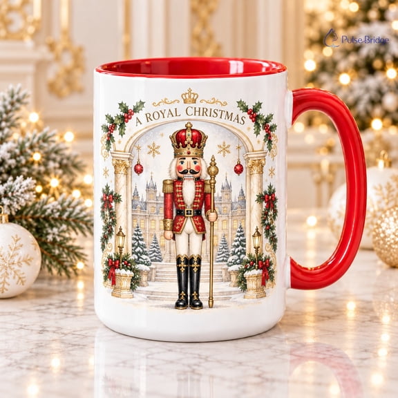 Nutcracker Christmas Coffee Mug Royal Guard Palace Design for Holiday Gift Giving