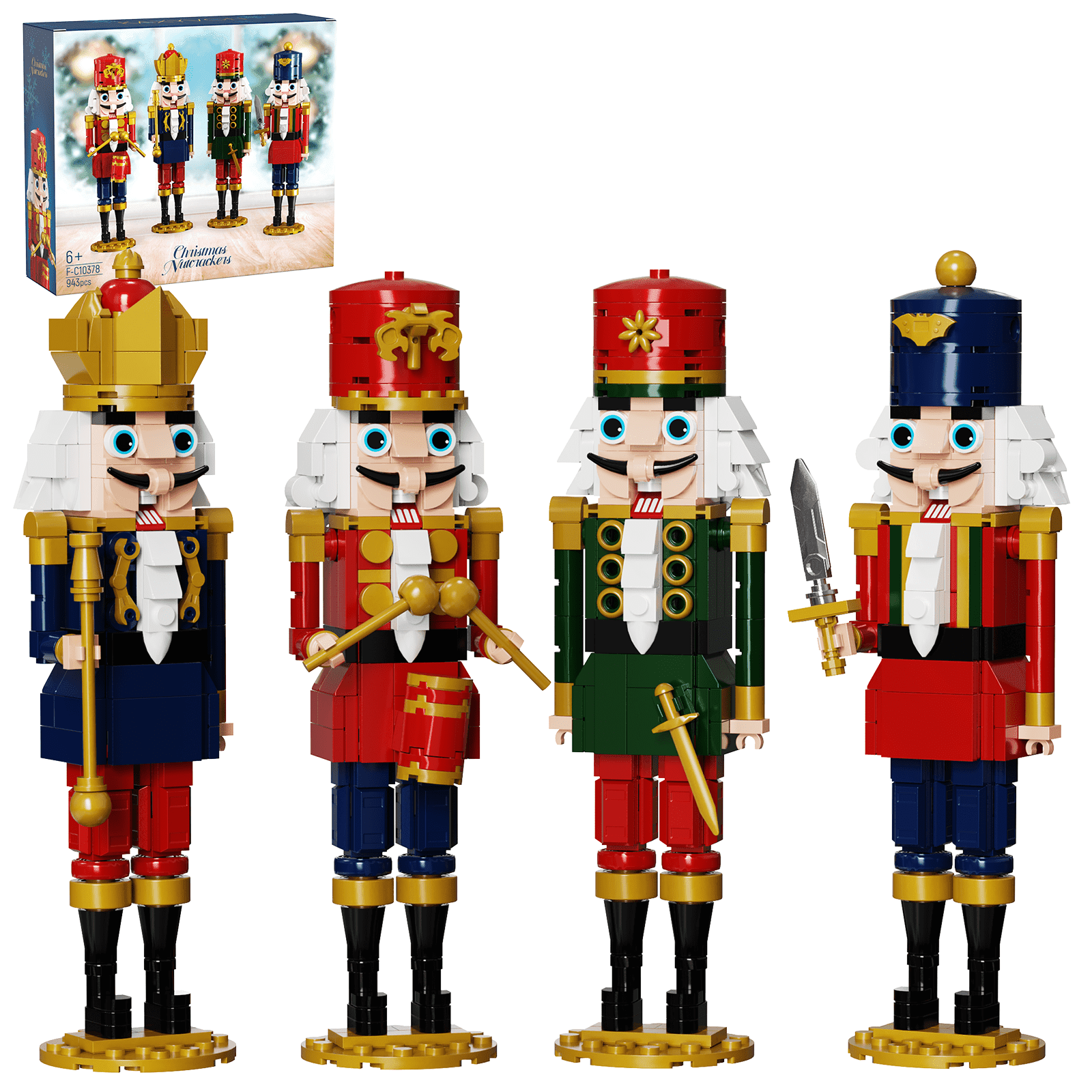 Nutcracker Christmas Decor Building Kits Nutcracker King and Soldier Building Sets Gift Ideas Toys for Kids