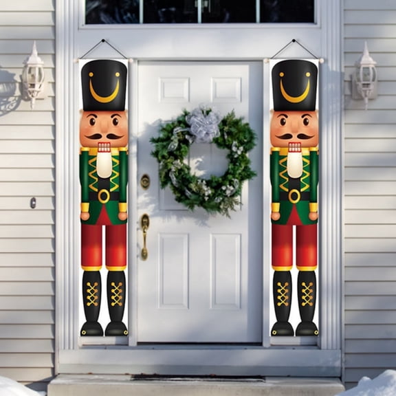 Nutcracker Christmas Decorations - Outdoor Christmas Decoration Nutcracker Banners - Life Size Christmas Nutcracker Soldier Banners for The Home Wall Fireplace Front Porch Garage Door 72 X 12 Inch