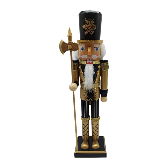 Nutcracker Christmas Figurine Statue Wooden Construction Festive Tabletop Ornament for Family Gatherings