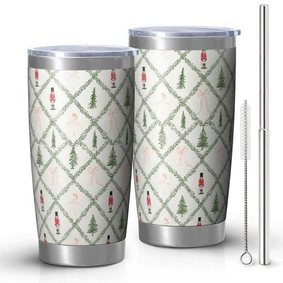 Nutcracker Christmas Lattice20oz Stainless Steel Vacuum Insulated Tumbler with Lid & Straw