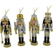 Nutcracker Christmas Ornaments Set Of King Soldiers, White Wooden Figure Decoration For Tree, Holiday Home Decor, Ideal Xmas Ornament, 5 Inch, Set Of 4