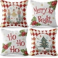 thumbnail image 1 of , Nutcracker Christmas Pillow Covers 18x18 Inch - Pack of 4 | Holiday Pillow Covers, Ho Ho Ho Christmas Decorations | Outdoor Christmas Pillow Covers, Merry Bright Christmas Throw Pillow Covers, 1 of 6