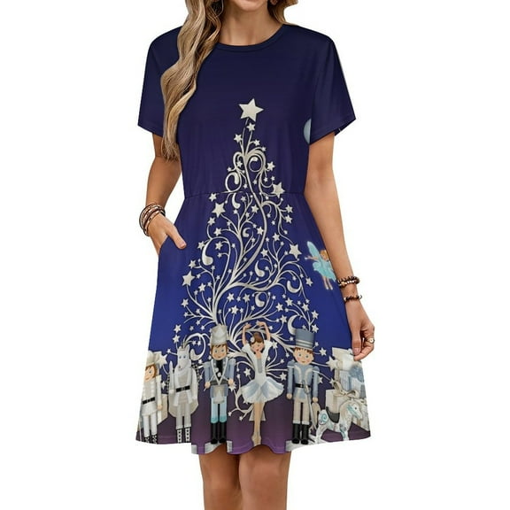 Nutcracker Christmas Special Sundress Short Sleeve Dress Summer Women Clothes Dress for Women Dresses