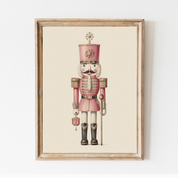 Nutcracker Christmas Wall Art, Nursery Christmas Print, Pink Christmas Decor, Pastel Christmas For, Nutcracker Print, #20, Unframed Poster Size 8x12