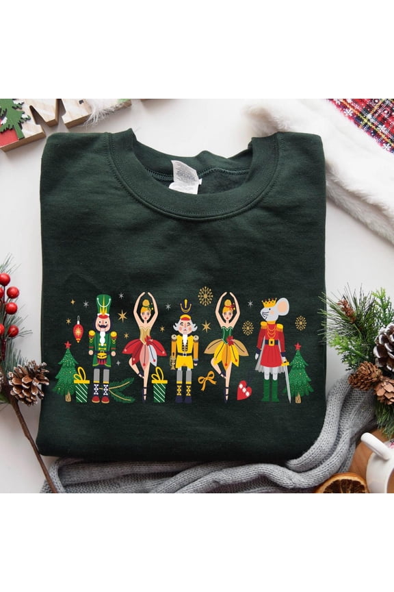 Nutcracker Christmas, Womens Christmas Crewneck, Cute Holiday Party Sweater Gift, Nutcracker Ballet Tee, Sport Grey Sweatshirt