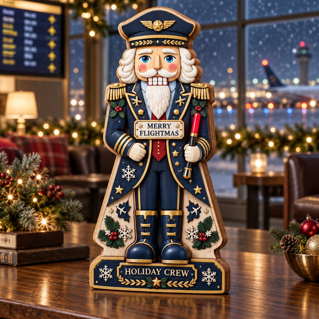 Nutcracker Christmas Wooden Block 3 Layer Airline Pilot Holiday Crew ...