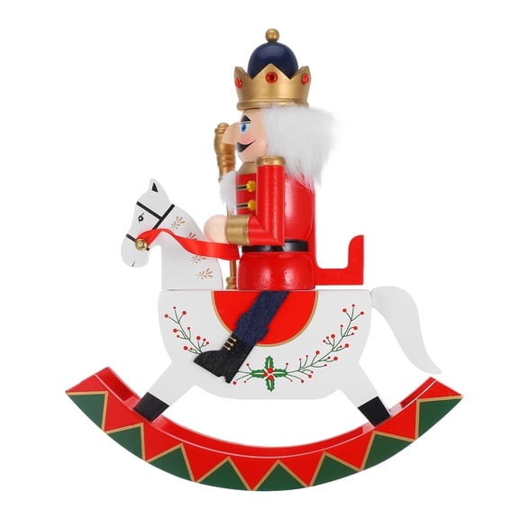 Nutcracker Club Decorations, Wooden Nutcracker Soldiers on Horse Statue Traditional Christmas Nutcracker Figurines for Holiday Rocking Nutcracker Table Decor Red