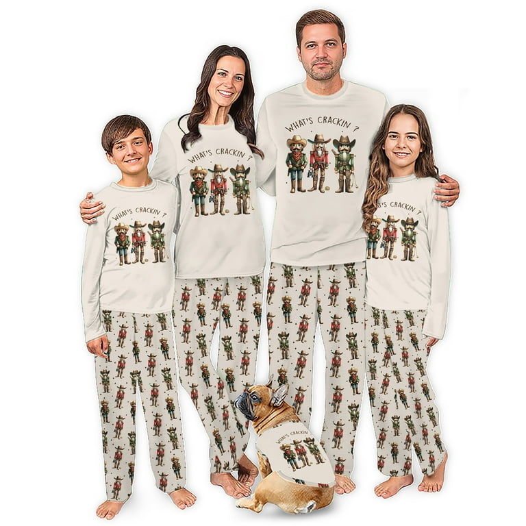 Nutcracker Cowboy Family Matching Christmas Pajamas With Dog