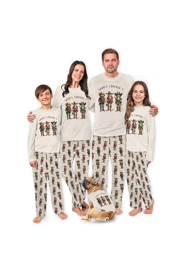 Nutcracker Cowboy Family Matching Christmas Pajamas With Dog, Western Pajama Set, 2 Pieces