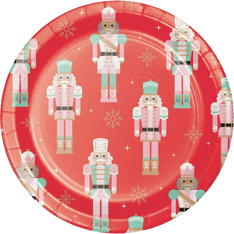 Multicolor Nutcracker Round Disposable Paper Plates 9 in 20 Count by Holiday Time