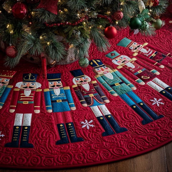 Nutcracker Dream Christmas Quilted Tree Skirt, Christmas Tree Skirt, Christmas Tree Collar Cover, Holiday Tree Skirt, Christmas Gift