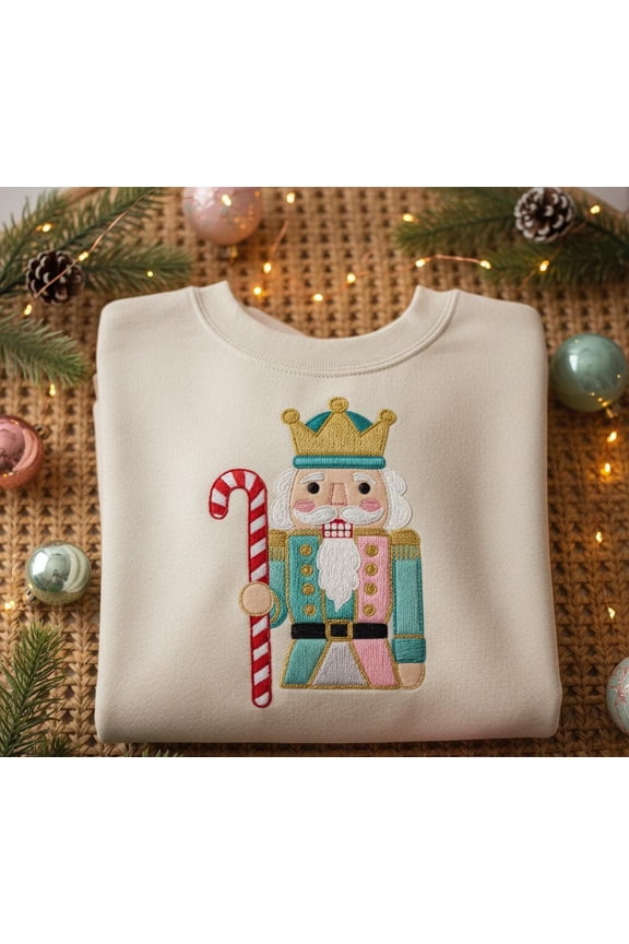 Nutcracker Embroidered Sweatshirt – Christmas Nutcracker Crewneck – Holiday Embroidery Sweater – Festive Winter Pullover