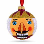 Nutcracker Glass Ball Christmas Ornament 3.25 Inches