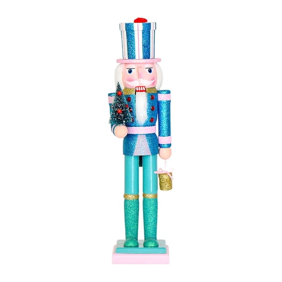 Nutcracker Figurine Wooden King Sculpture Hand Painted Wood Material Festive Decor for Holiday Tabletop