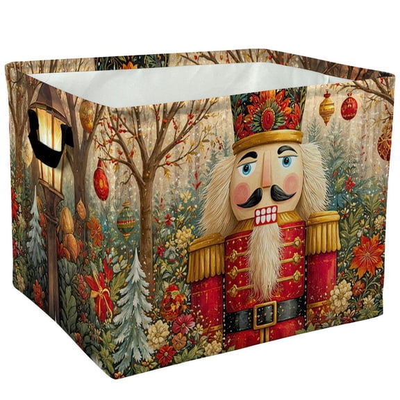 Nutcracker Forest Christmas Pattern Storage Baskets Storage Boxes Home Decor Storage Clothes Organization，Laundry Baskets