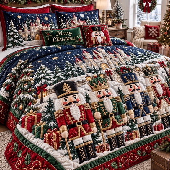 Nutcracker Holiday March 3-Piece Quilted Bedding Set