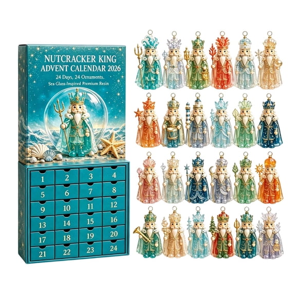 Nutcracker King Advent Calendar 24 Days Christmas Countdown 2D Acrylic Ornaments Blind Box Nutcracker Figurine(26x18cm)
