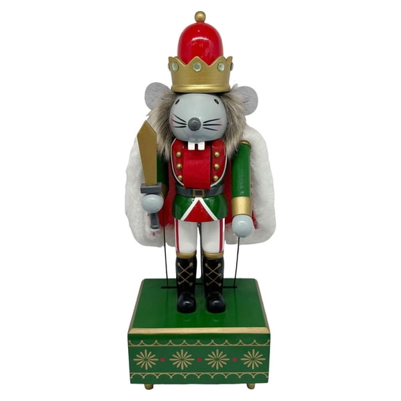 Nutcracker Music Box Figurine 30cm Wooden for Holiday Mantel Shelf Display and Christmas Home Decor