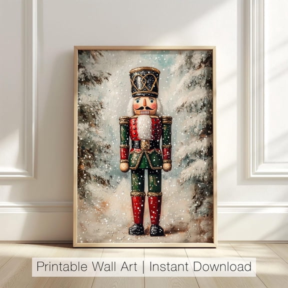 Nutcracker Noel Art Print, Vintage Festive Decor, Winter, Nutcracker Wall Art, Cottagecore, Noel UNFRAMED PAPER POSTER, Home Decor, Vintage Gift, Living Room Dercor