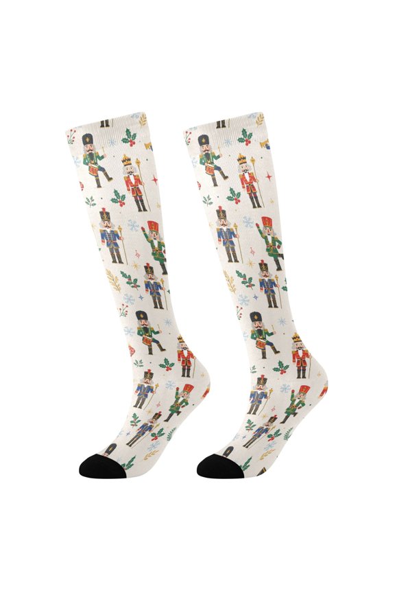 Nutcracker Novelty Patterned Knee High Socks Breathable Stretchy Soft Tall Boot Socks
