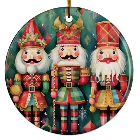 Nutcracker Ornament, Ornament, Christmas Round, Ceramic Christmas Ornament, 2025 Xmas Ornaments, Christmas Birthday Gifts For Women Friendship
