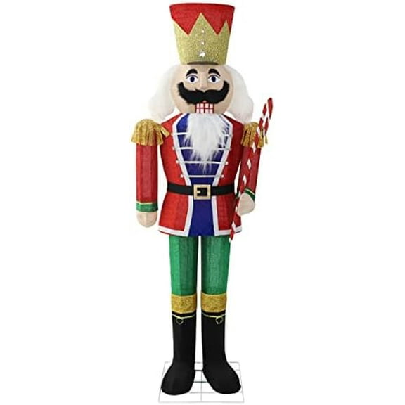 Nutcracker Outdoor Decorations - 5FT Lighted Nutcracker with Candy Cane for Holiday Porch Gateway$$Garden &