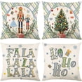 thumbnail image 1 of Nutcracker Pillow Covers Christmas Tree Pillow Cases Decorative Throw Pillows 16 x 16 Inch Set of 4 Xmas Winter Holiday Pillow Cushion Case Covers for Sofa Couch Green, 1 of 4