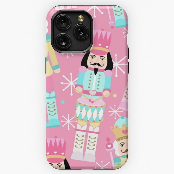 Nutcracker Pink Christmas Holiday Art iPhone Case 17 16 15 14 13 12 11 Pro Max