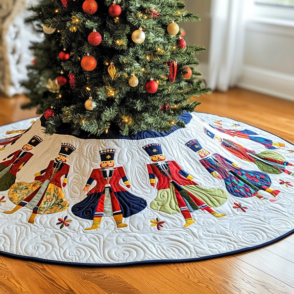 Nutcracker Quilted Tree Skirt, Christmas Tree Skirt, Holiday Tree Skirt, Christmas Tree Collar Cover, Christmas Gift BTO070920260062