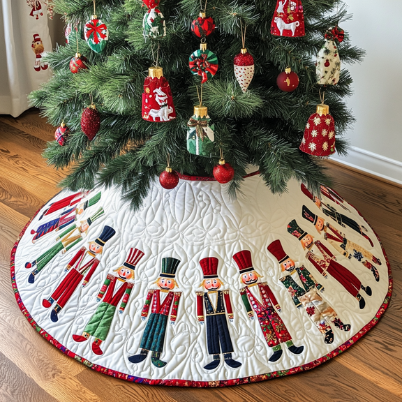 Nutcracker Quilted Tree Skirt, Christmas Tree Skirt, Holiday Tree Skirt, Christmas Tree Collar Cover, Christmas Gift BTO0939