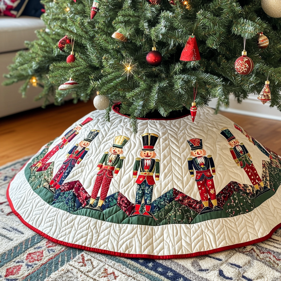 Nutcracker Quilted Tree Skirt, Christmas Tree Skirt, Holiday Tree Skirt, Christmas Tree Collar Cover, Christmas Gift BTO070920261041