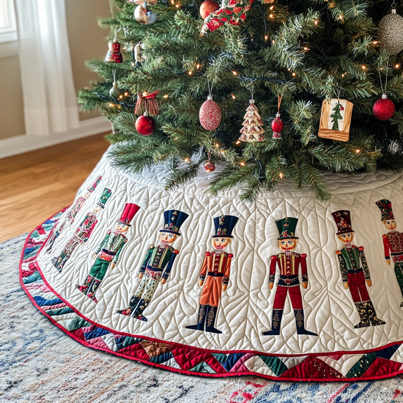 Nutcracker Quilted Tree Skirt, Christmas Tree Skirt, Holiday Tree Skirt, Christmas Tree Collar Cover, Christmas Gift BTO1099