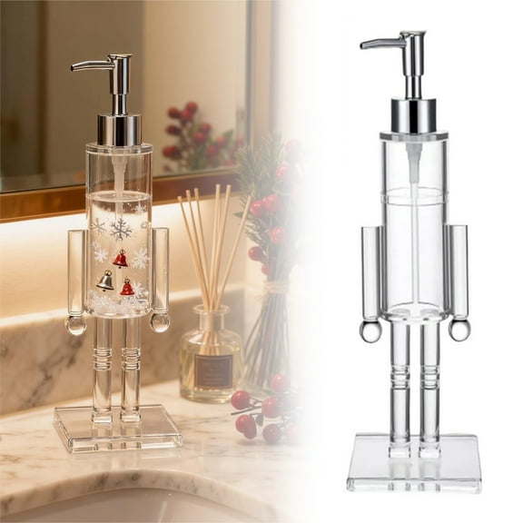 Nutcracker Soap Dispenser | Acrylic Nutcracker Pump Bottle Dispenser | Christmas Hand Soap Wash Dispensers | Nutcrackers Washing Up Liquid Dispensers for Christmas Bathroom Kitchen Decor, 1PCS
