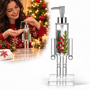 Nutcracker Soap Dispenser Clear Christmas Pump Bottle with Funnel Berries 1 PC